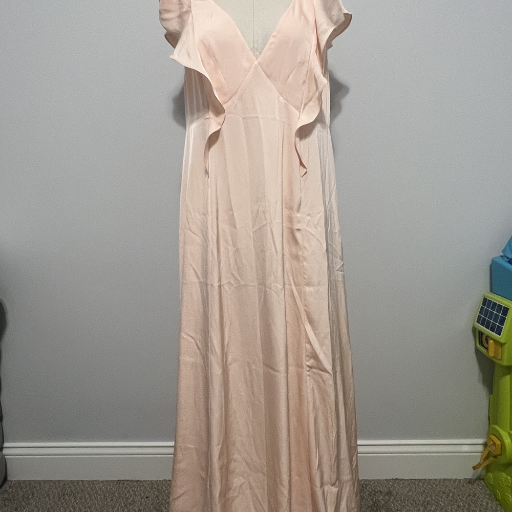 H&M Pale Pink Maxi Dress with Ruffle V-Neck